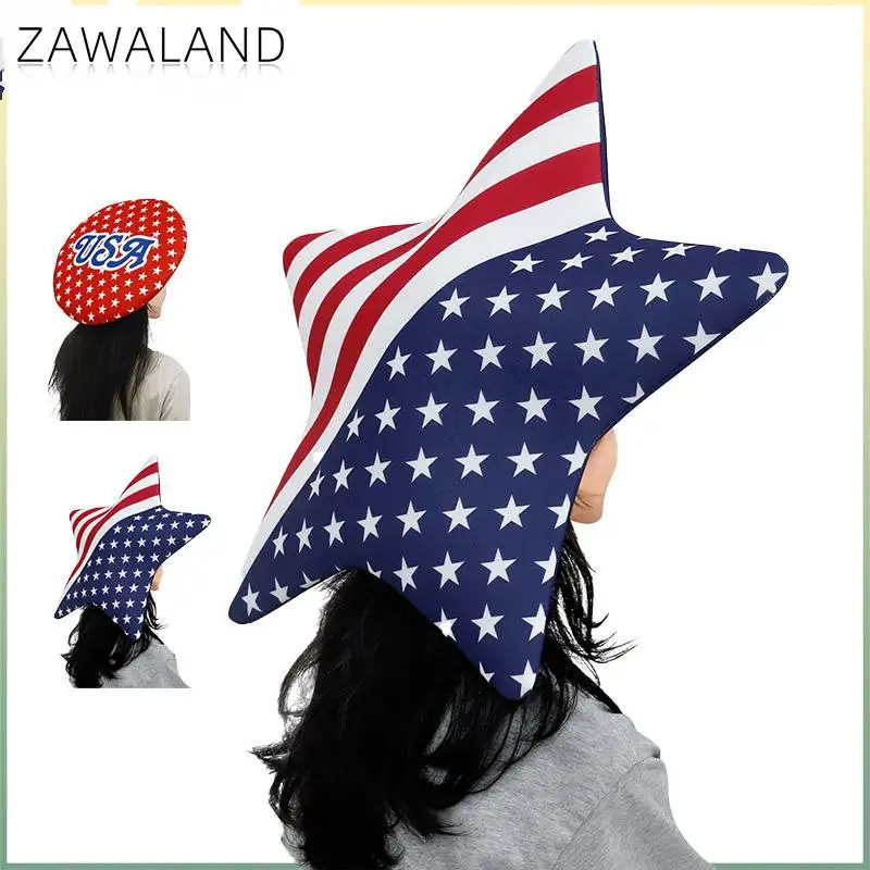 Independence Day Accessories Clothing Flag Printed Hat Props Stage Performance Festival Cosplay Adult Five-Pointed Star Hat