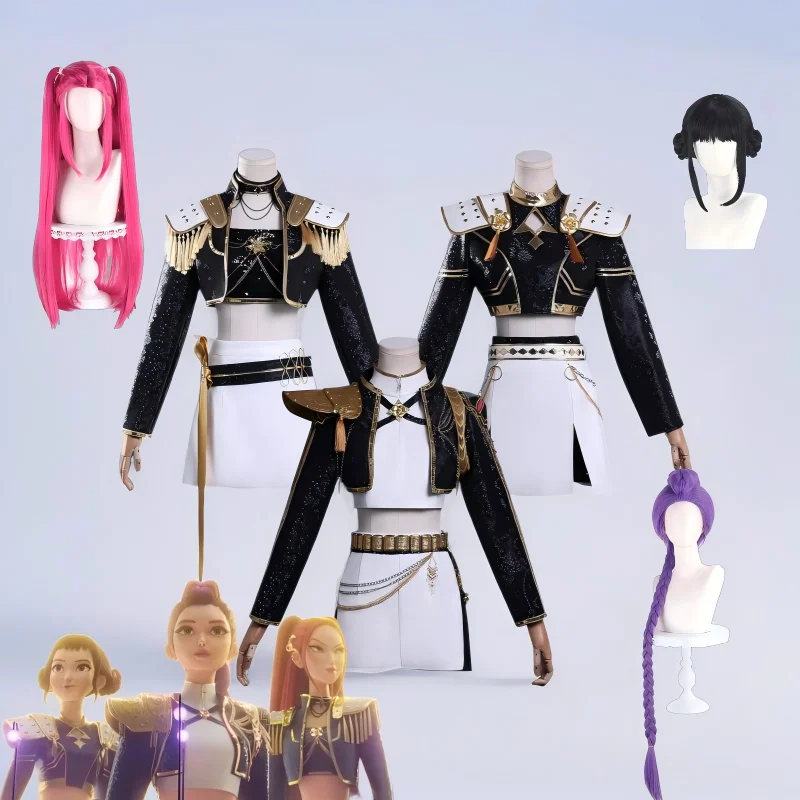 

KPop Demon Hunters Full Set Cosplay Costume Zoey Rumi Mira Character Clothes with Wigs Female Halloween Performance Accessories