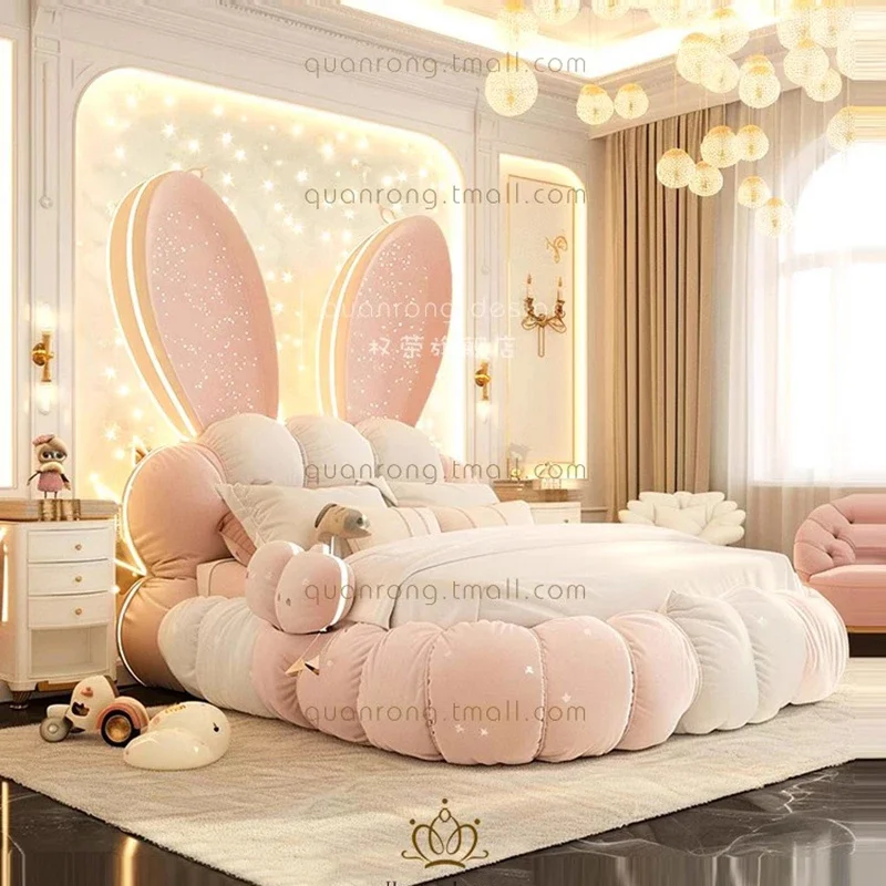 Girls Sleeping Bed Princess Simple European Platform Massage Bed Children Double Luxury Modern Letto Matrimoniale Home Furniture