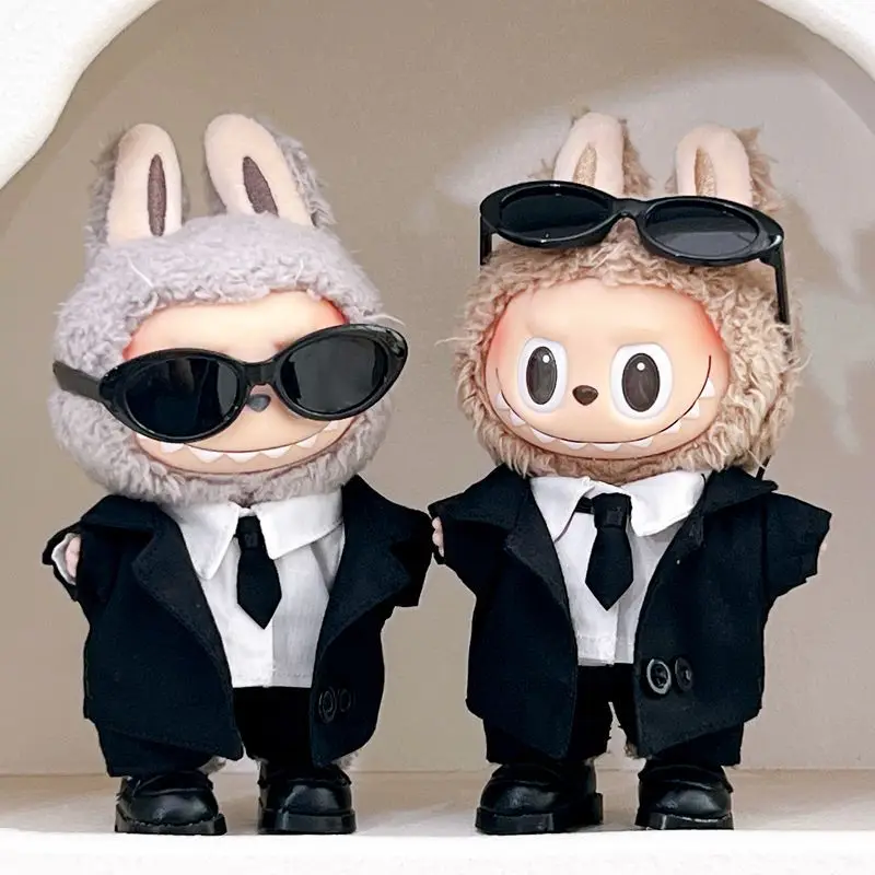 

Dolls Clothes for 17cm Labubu V1 V2 V3 Doll Clothes High-quality Suit Tie Glasses Leather Shoes Set Cute Decoration Accessories