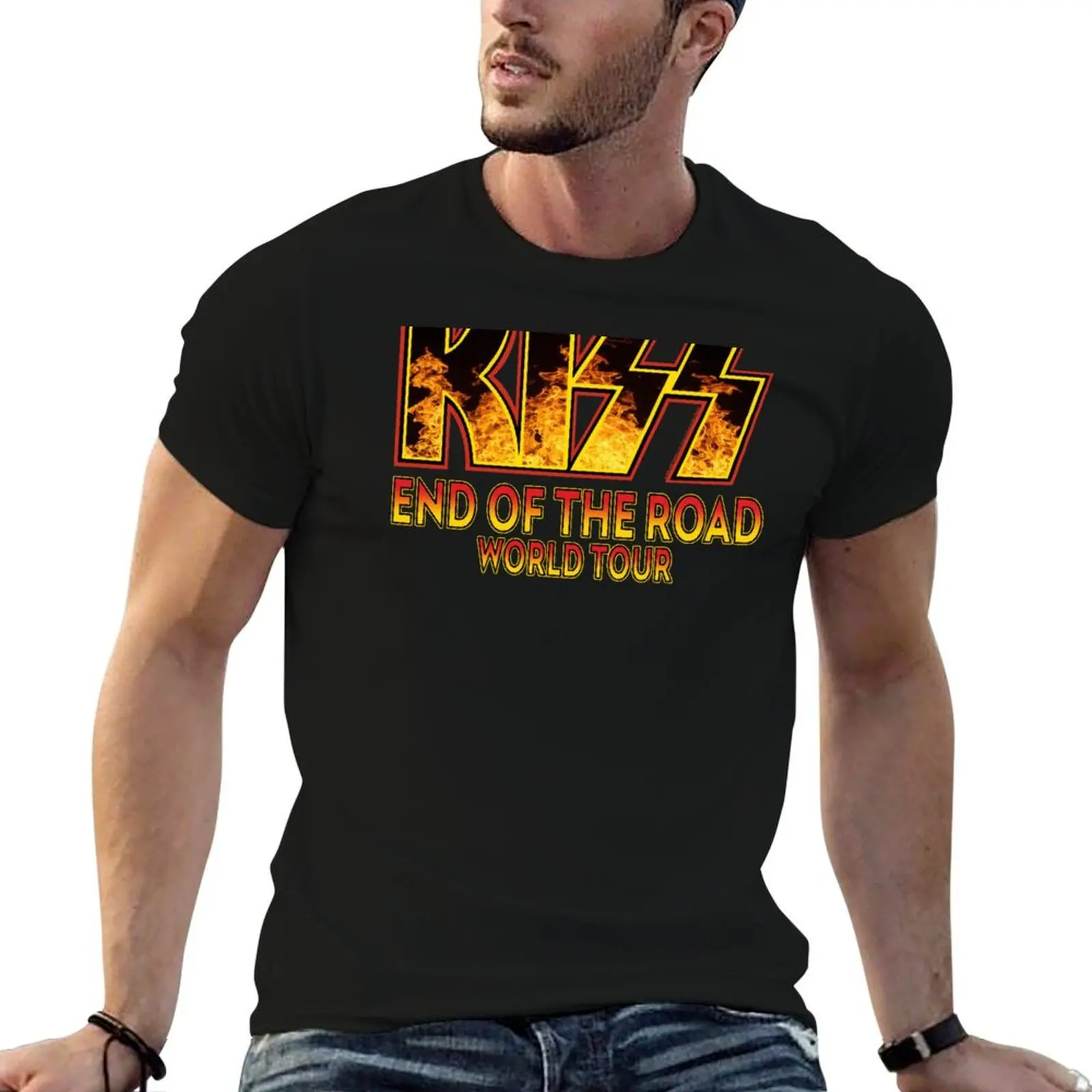 

KISS End Of The Road World Tour Spaceman Catman Starchild Demon F2 T-Shirt anime t shirts for man t shirts with prints T-Shirt