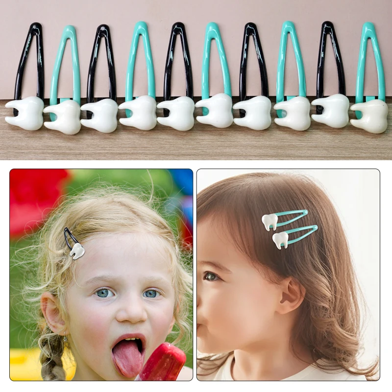 4pcs Kawaii Bangs Clip Tooth Shape Hairpins Sweet Girls Women Hair Accessoires Birthday Gift Lady Mini Tooth