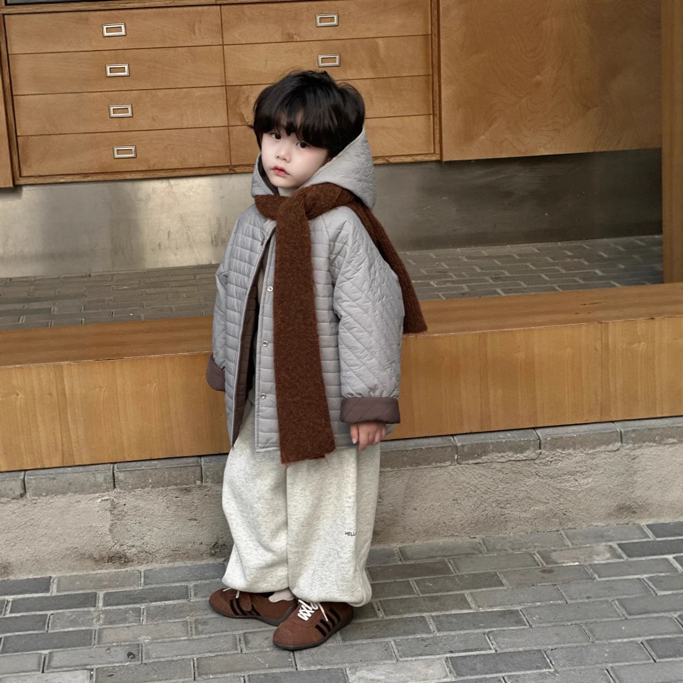 Boys Fashionable Reversible Double-layer Quilted Hooded Cotton Coat 2025 Winter for Children and Middle-aged Children CottonCoat