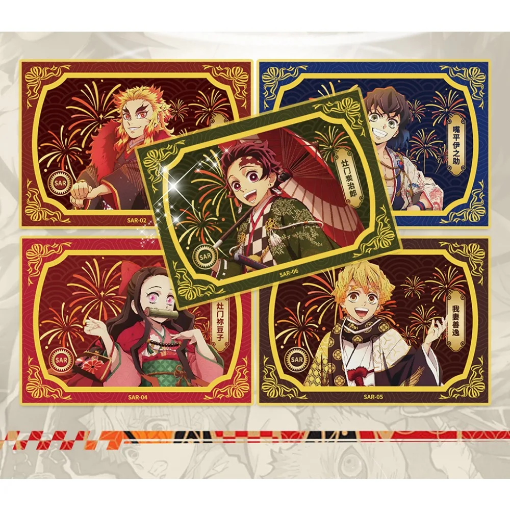 Cartão de coleção demon slayer, fantasia favorita das crianças, anime periférico, criativo, carimbo quente, artesanato, cartão de livro, presentes de natal