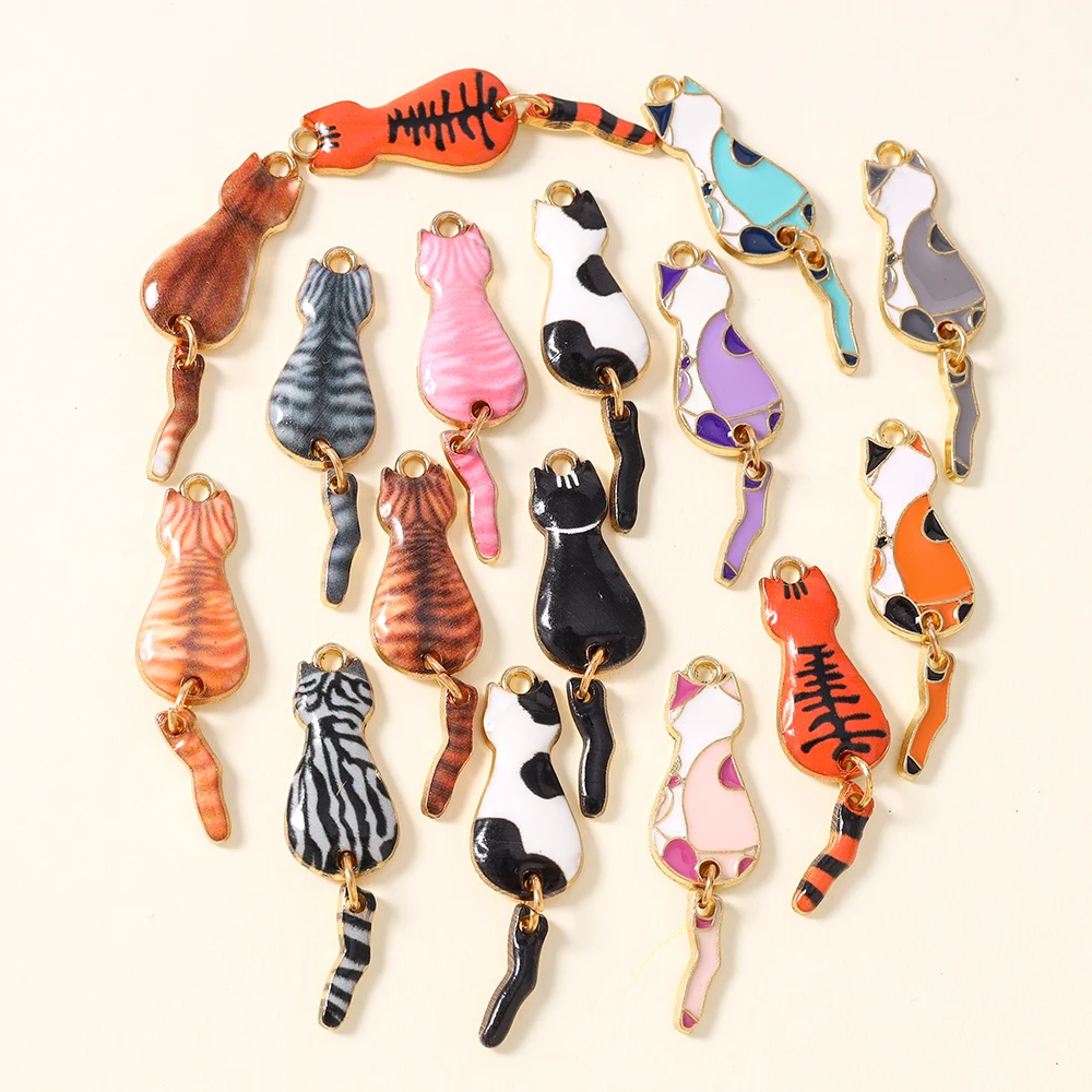 10pcs Enamel Cute Cats Charms Cute Animals Cat Charms Pendan