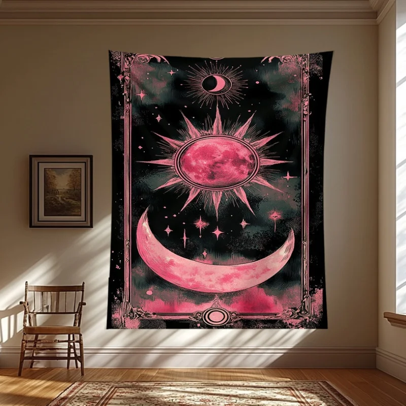 Bohemian Celestial Moon Sun Galaxy Tapestry Wall Hanging Boho Astrology Decor Mystic Cosmic Room Art