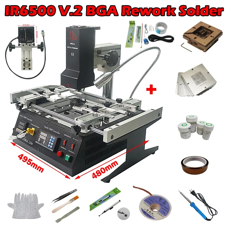 Infrared Bga Rework Station IR6500 V.2 Soldering Welding Machine with Reballing Kit for Motherboard Mobile Phone Chip Repairing