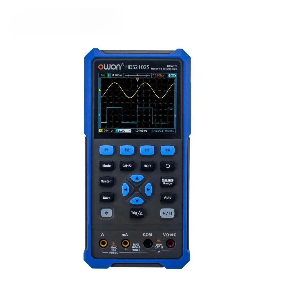 2CH HDS2202S 200MHz 1GSa/s Handheld Oscilloscope Multimeter 25MHz Waveform Signal Generator 3.5inch USB True RMS Test Tool