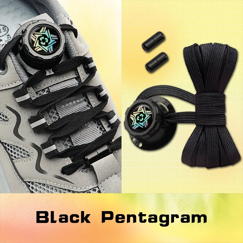 Elastic Shoe Laces Black Flat Automatic Swivel Buckle Shoestrings Adult Kids Sneakers Running Shoes Quick Lock No Tie Shoelaces