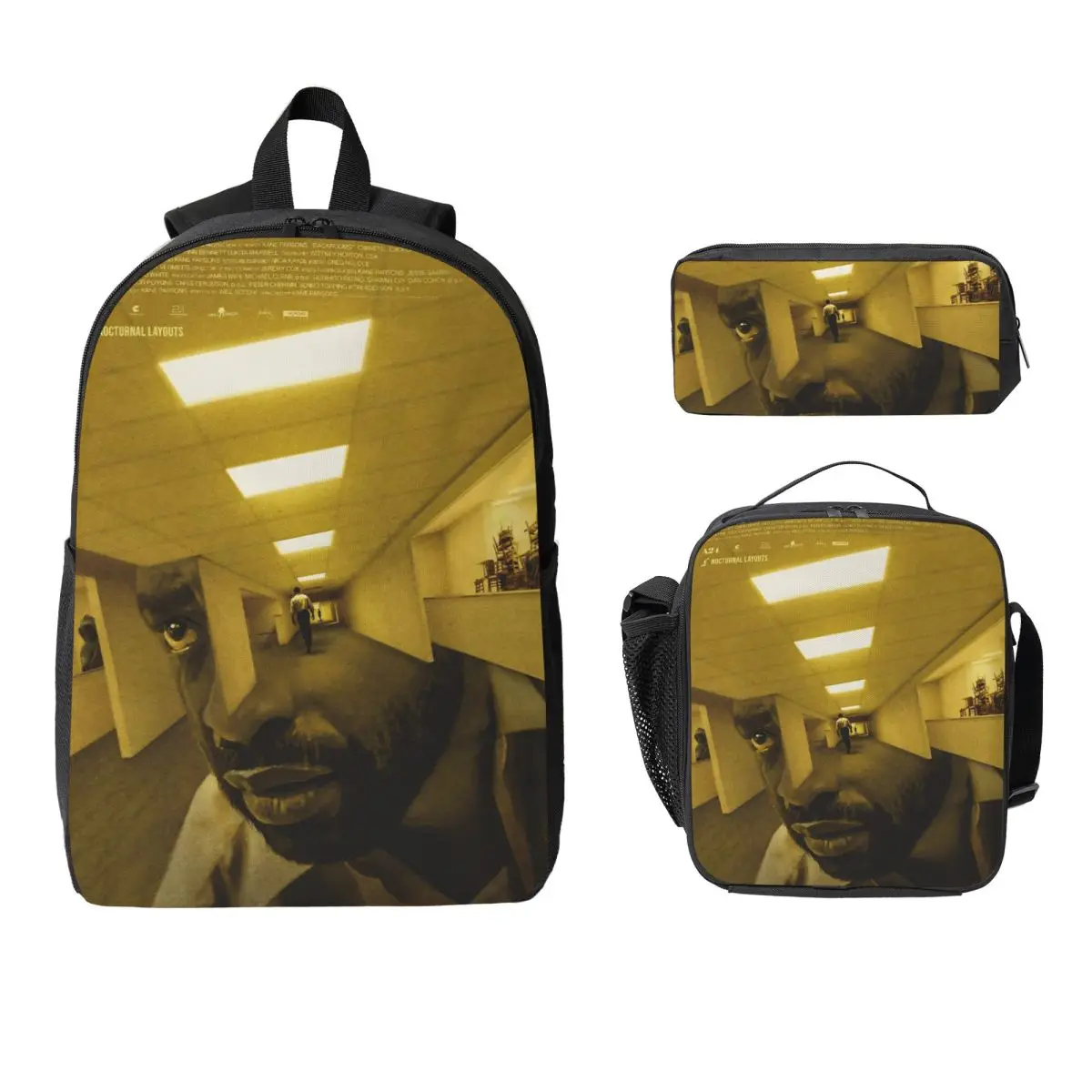 3Pcs Backrooms 2026 Theme Backpack Set for Children Pen Bags Bookbag Sets with Lunch Box For Primary School Students Daypack