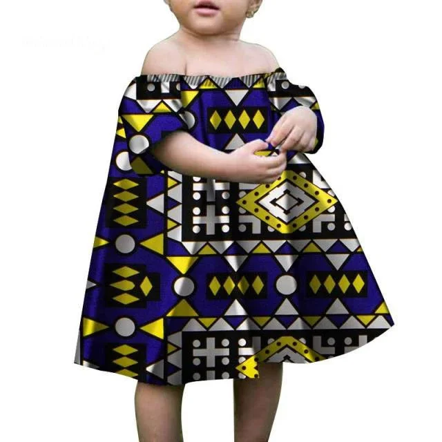 فستان الباتيك الأفريقي الصيفي مع نمط مطبوع فستان طويل للأطفال الملابس الأفريقية التقليدية من بازان الثراء