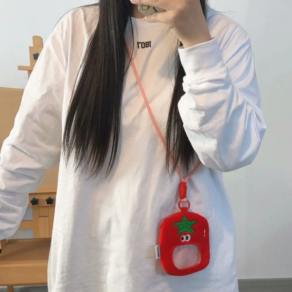Espressione Cartoon Pomodoro Portamonete Porta carte idolo coreano Borsa trasparente per appendere il collo Borsa per cuffie Borsa per piccoli oggetti