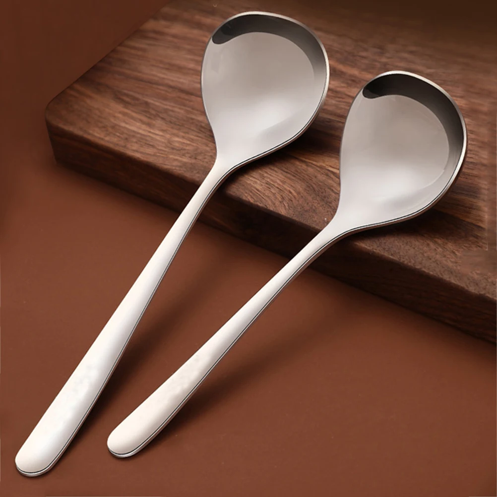 

304 Stainless Steel Ramen Spoon Long Handle Soup Spoon for Hot Pot Food Serving Thickened Mirror Polish Kitchen Cutlery