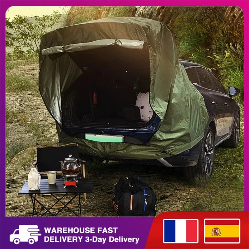 Without Poles!Outdoor SUV MPV Car Tail Tent Multifunction Roof Extension Sunshade Rain Protection Self-driving Anti-mosquito