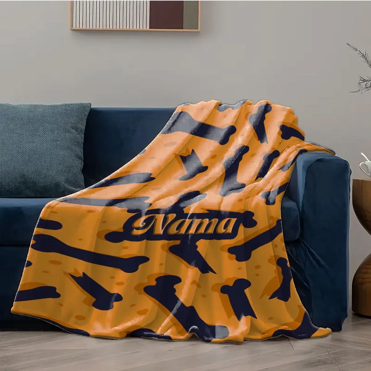 بطانية مطبوعة بنمط عظمة الكلب مخصصة - بطانية غطاء فانيلا خفيفة الوزن عالمية للفصول الأربعة، مناسبة للأريكة،