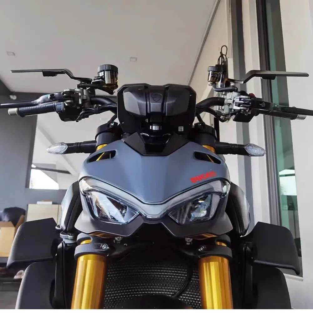 1Pair Frosted Black Motorcycle Wing Mirrors Aluminum Alloy Anti-vertigo Lens Stealth Mirrors Adjustable Adjustable Mirrors