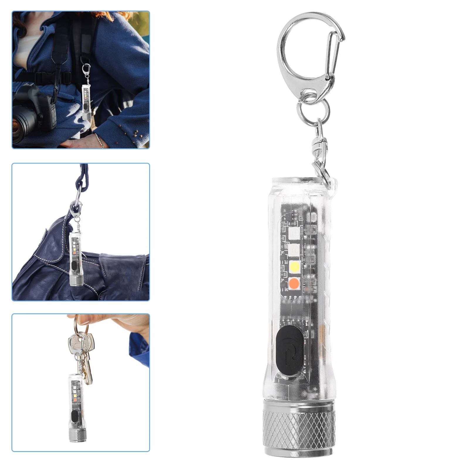 1Set مصباح يدوي صغير قابل لإعادة الشحن سلسلة مفاتيح LED قاعدة مغناطيسية في الهواء الطلق التخييم المشي لمسافات طويلة الطوارئ المحمولة جيب ضوء العملي