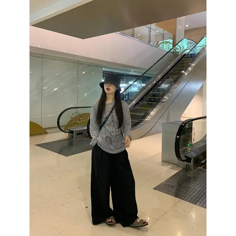 تي شيرت نسائي بأكمام طويلة، قطع علوية شبكية بسيطة، مريحة ومسامية للشتاء، يوميًا، كاجوال ياباني جمالي، شبابي