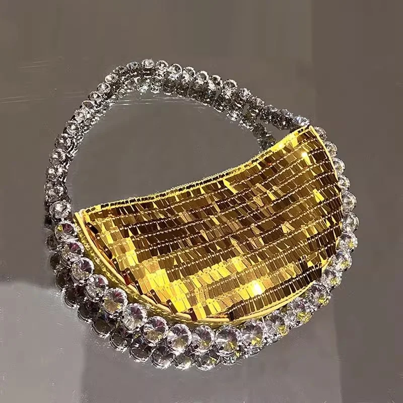 Fashion Shiny Crystal Sequines Round Evening Bags for Women Luxury Designer Diamonds Wedding Clutch Purses And Handbags Party