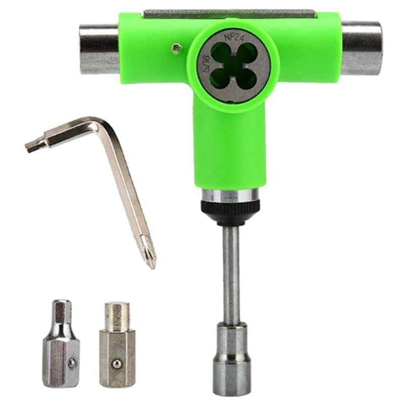 Skateboard Tool Roller Skate Scooter Adjusting T-Wrench Long Board Fish Board Repair Tools Accessories L-Type Head Spanner Green