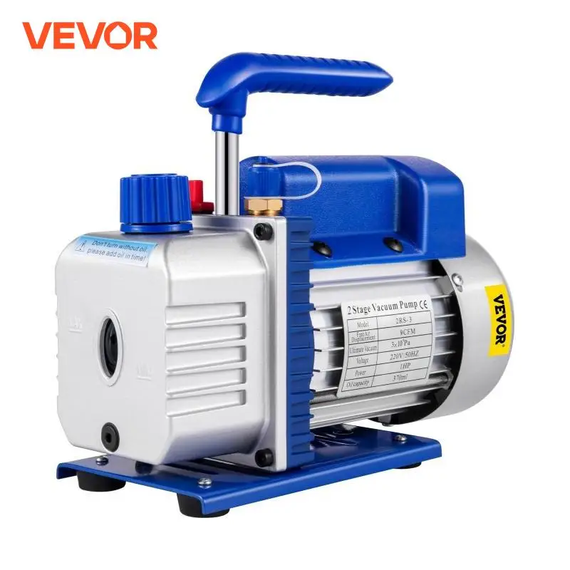 VEVOR 9CFM 1HP 370ml Air Condition Refrigerant Vacuum Pump for Household Air Conditioning Cleaning Use, Automobile Maintenance