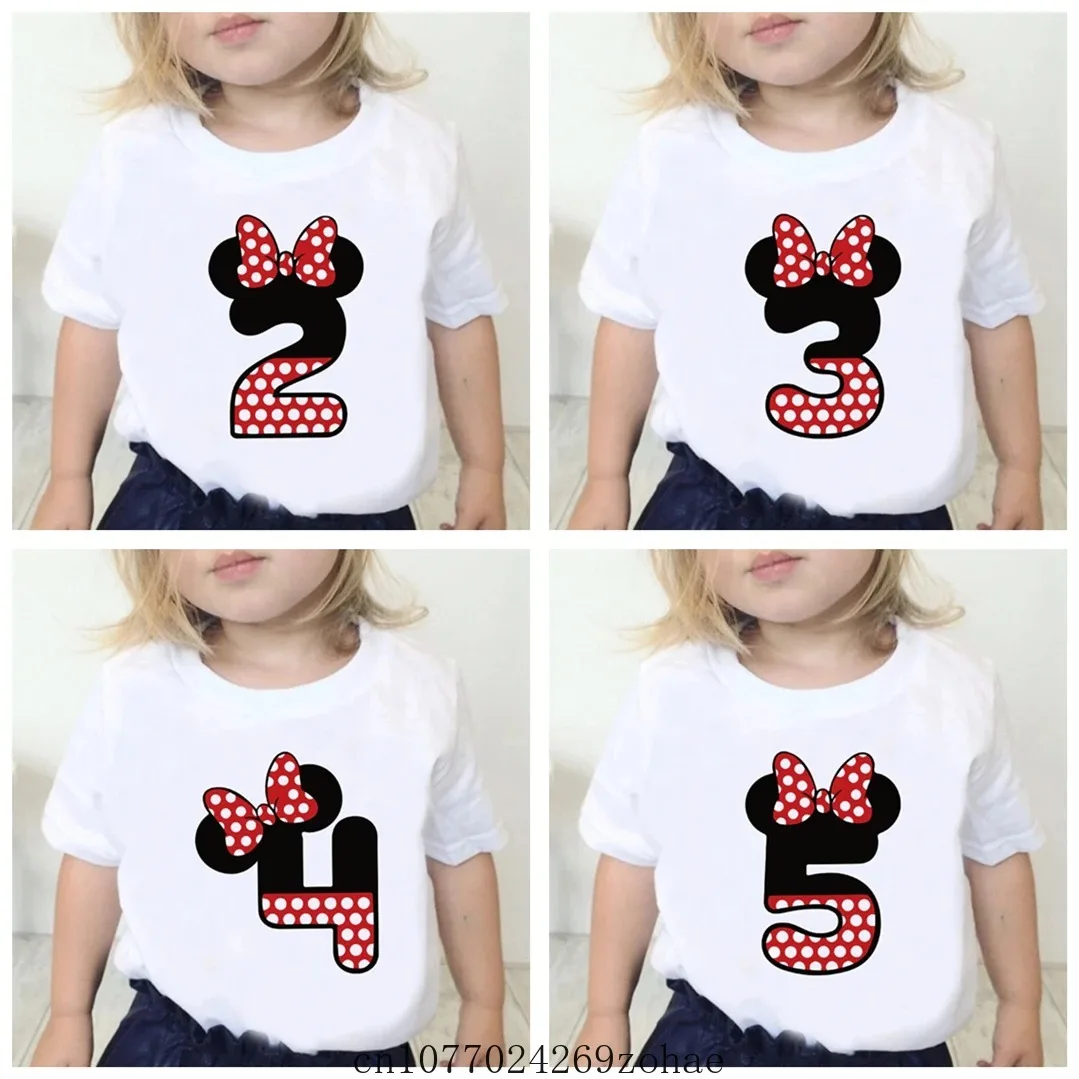 Disney 3st Birthday T-shirts For Boys Girls Tshirt Minnie Mouse Clothes Summer 0-9 Years Kids Tees Tops Fashion Children T Shirt