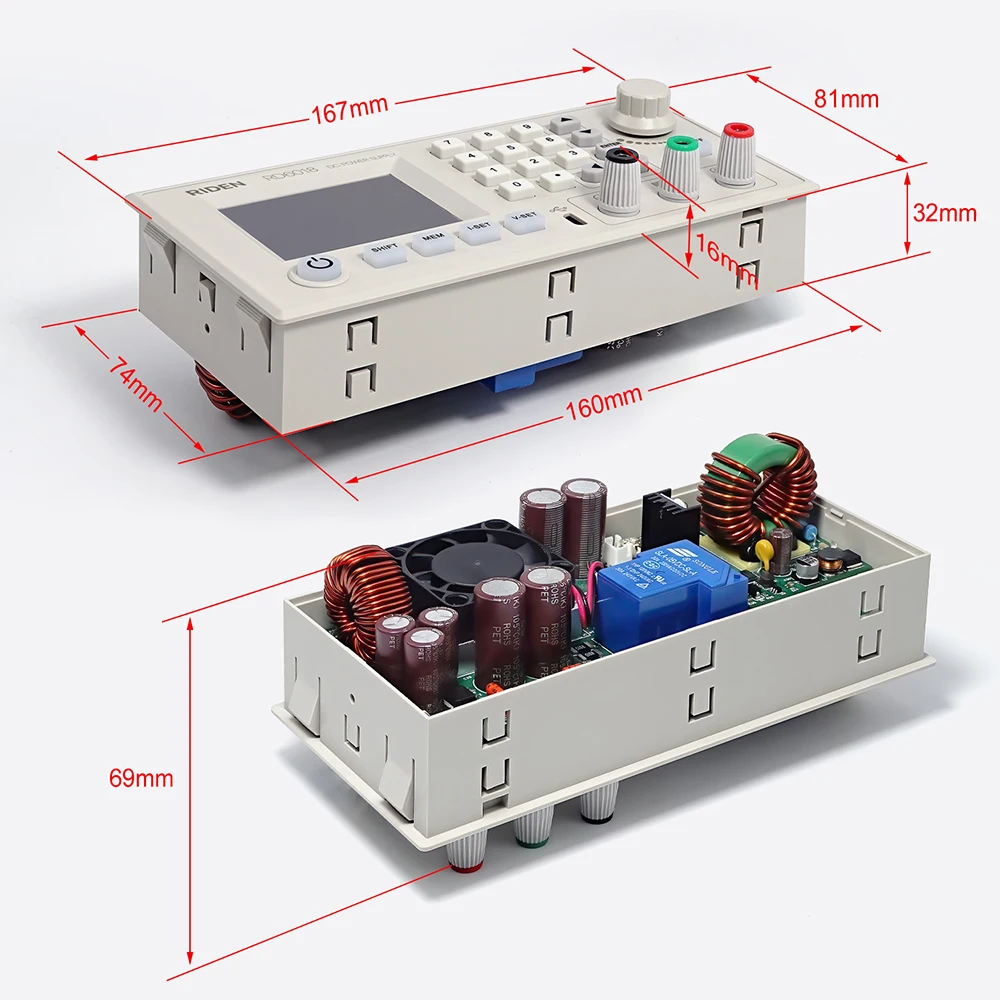 RD RIDEN RD6012 RD6018-W USB WiFi DC - DC Điện Áp Hiện Tại Bước Xuống Module Nguồn Buck Bộ Chuyển Đổi Điện Áp vôn Kế 60V 6A