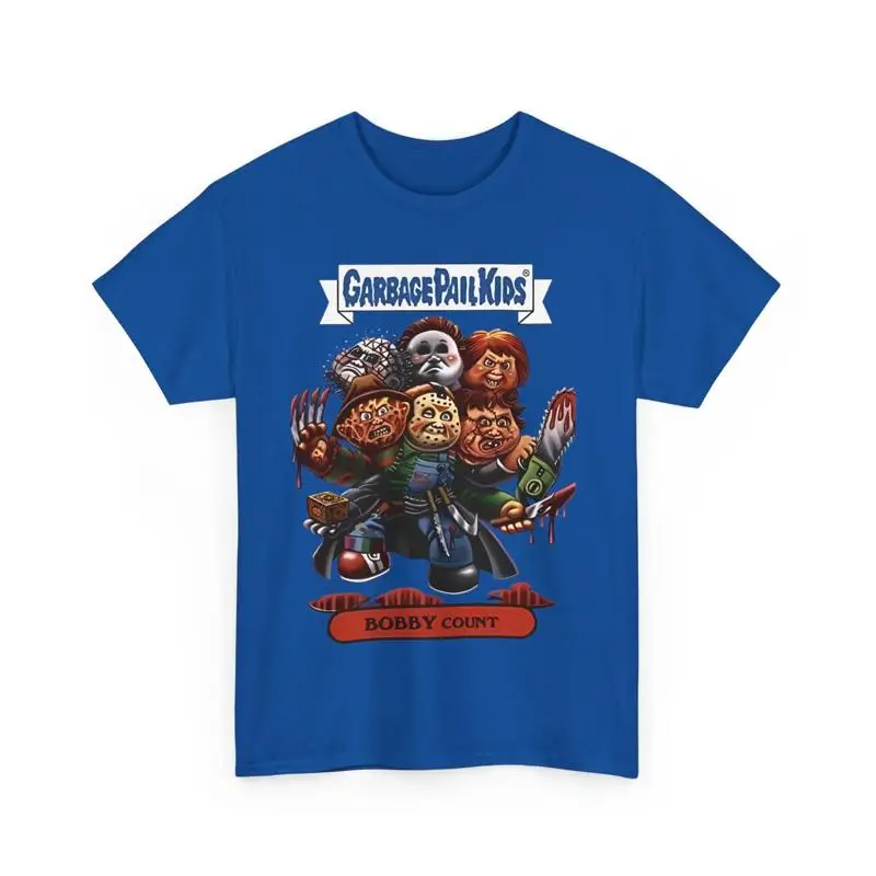 

Garbage Pail Kids BobbyCount Myers Jason Chucky Krueger Heavy Cotton T Shirt