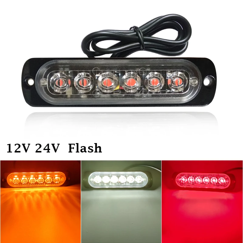 

Universal Emergency Strobe Led Light 12V 24V Memory Function Led Warning Side Marker Blinking Amber Light Bar Police Flash Light