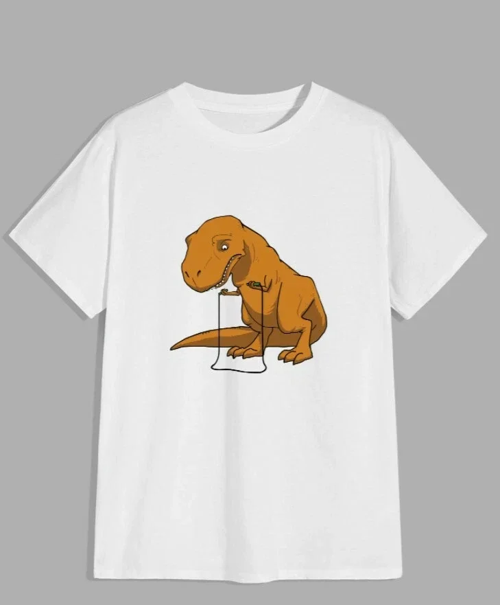 

Динозавр Скакалка Графический принт Лето Осень Зима Мужские и женские футболки с короткими рукавами Повседневные свободные уличные уличные футболки