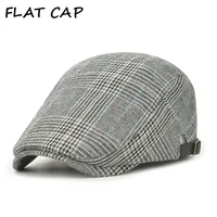 FLAT CAP Men Fashion Hat Cap Plaid Cotton Male Beret Spring Summer High Quality British Style Vintage Adjustable Brand Ivy Hats