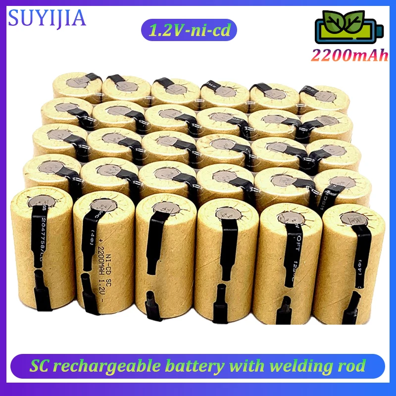 1-30pcs New Screwdriver Drill SC 1.2V 2200mah Battery SubC Ni-Cd Rechargeable Battery with Label Power Tool Ni-Cd SUBC Battery