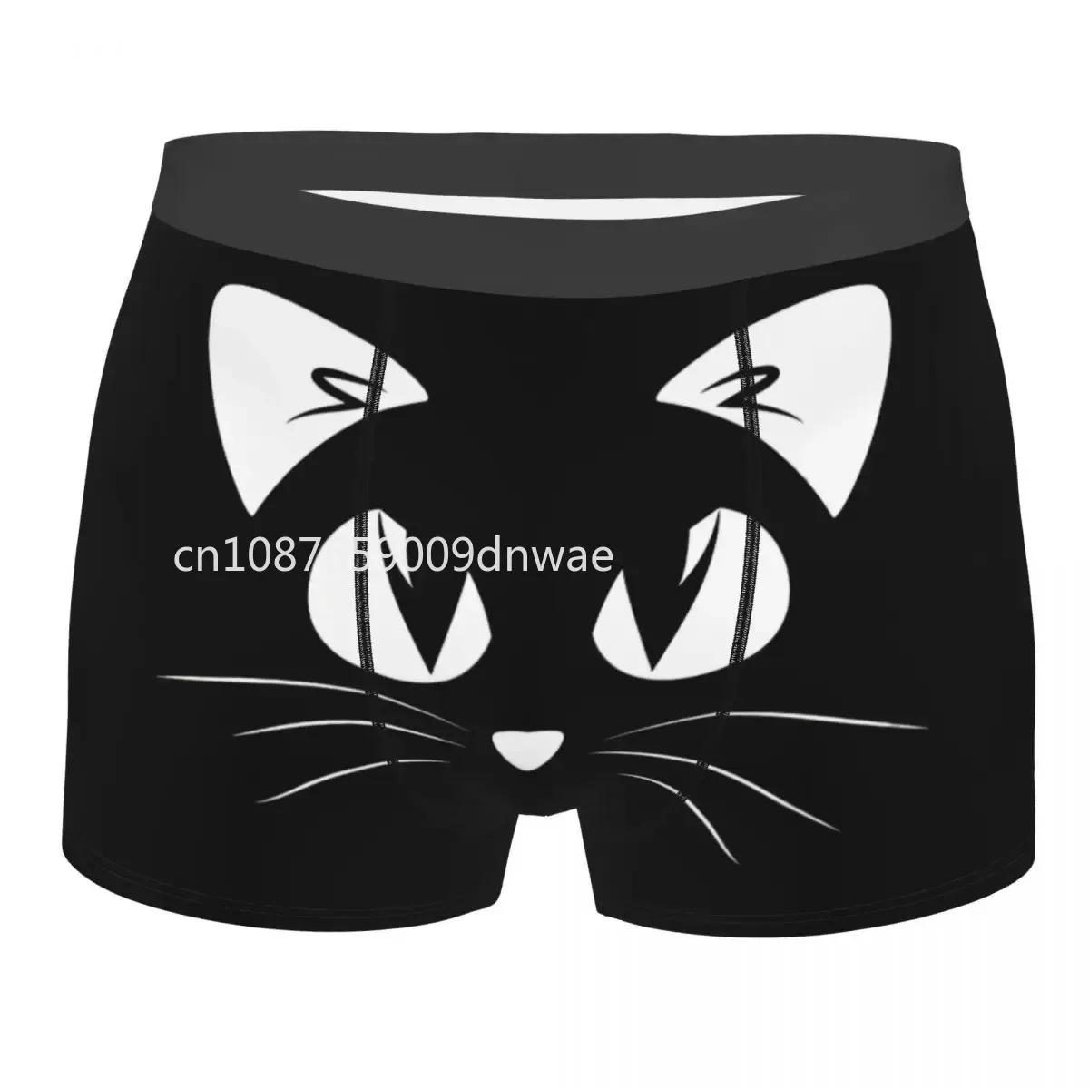 Black Cat Face Boxer Briefs para Homens, Animais Arte Cuecas, Calcinha Respirável, Roupa Interior Sexy, Shorts