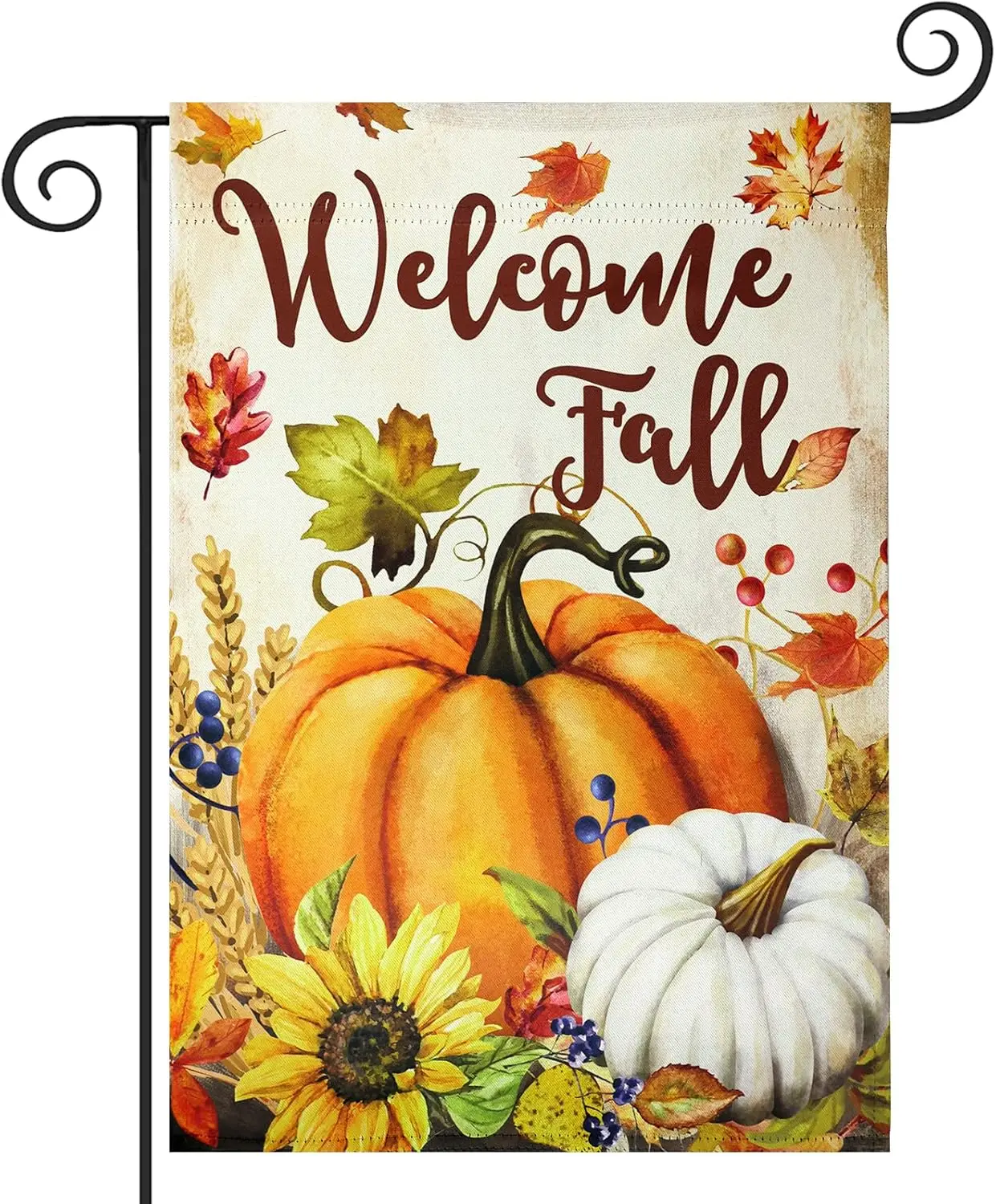 Welcome Fall Garden Flag, hogardeck 12.5x18 Inch Vertical Double Sided Pumpkin Maple Yard Flag, Fall Decorations for Home wi yyi