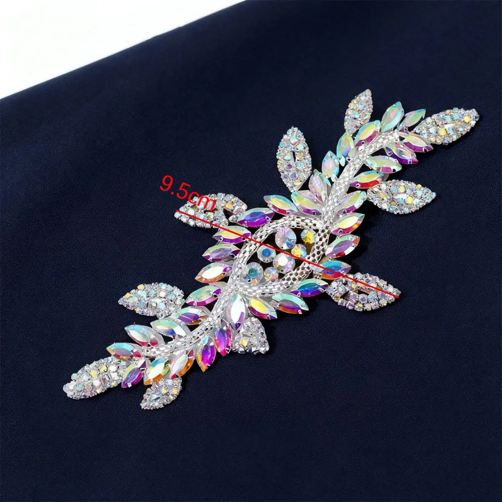 

DIY Sewing Symphony Shiny AB Crystal Glass Appliqué & Silver AB Rhinestone Patch for Wedding Dress Shoe Accessories