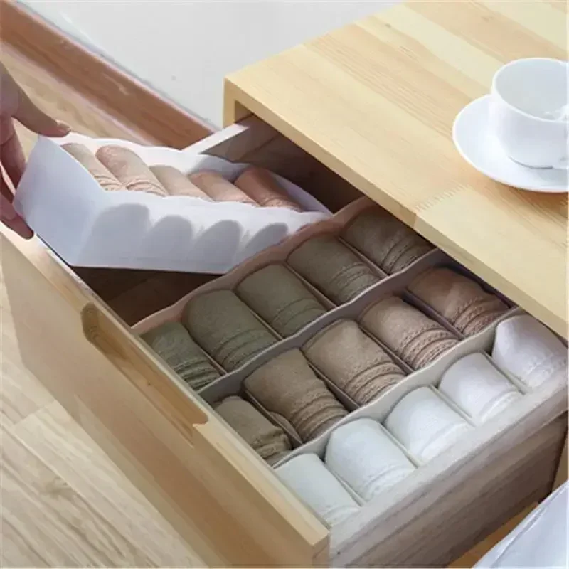 5 Grids Underwear Socks Storage Box Plastic Drawer Closet Organize Sorting Boxs Divider Desk Accessory Household Storage Basket
