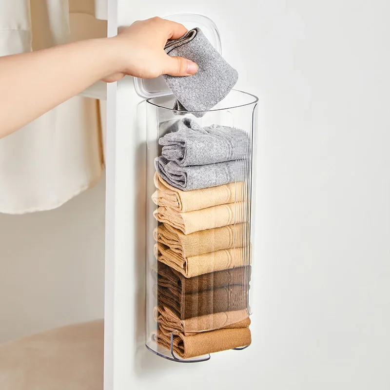 Closet Underwear Storage Box Wall Mounted Household Use Underwear Sock Storage Kitchen Trash Plastic Bag Organizer