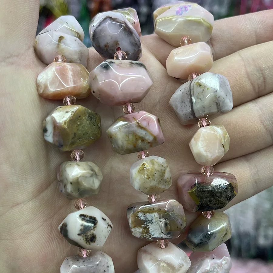 

13-18mm Natural Pink Opal Faceted Irregular Nugget Shape Loose Beads 15'' Strand Jewelry Making DIY