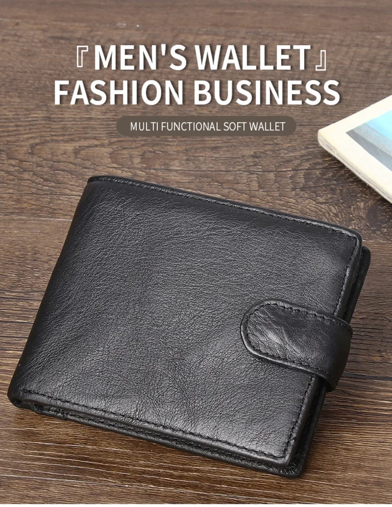 Genuine Leather Men's Wallet Fashion Short Zero Wallet Rfid Anti-Theft Brush Anti Magnetic Male Money Bag Wallet 2023