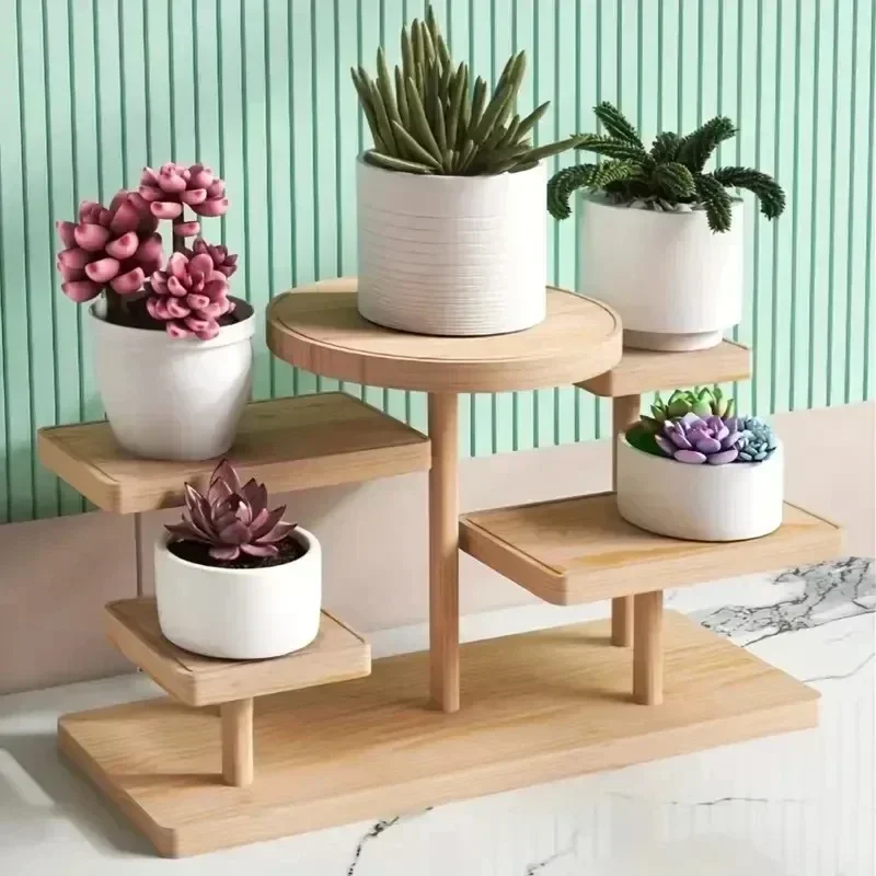 2026 NEW HOT Multi-tiered Wooden Ladder Shelf  Solid Wood Jewelry Cosmetic Doll Display Stand Quality Storage Decor
