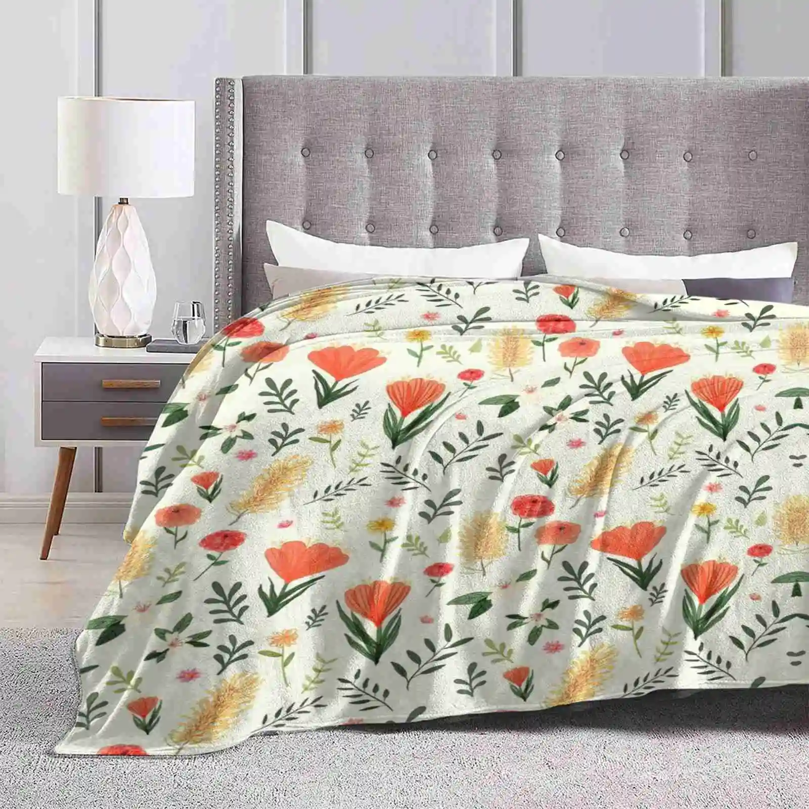 Aussie Florals Hot Sale Printing High Qiality Warm Flannel Blanket Australian Patterm Pretty Dainty Sweet Native Flowers