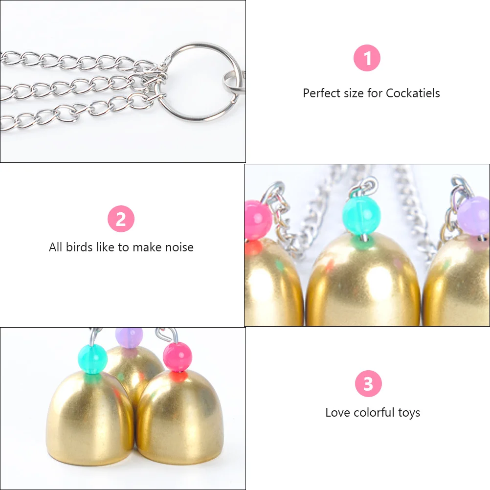 

2pcs Parrot Birds Colorful Durable Cage Play Accessory Pet Parrot Bird Bell Cage Pet Bird Hanging Bell