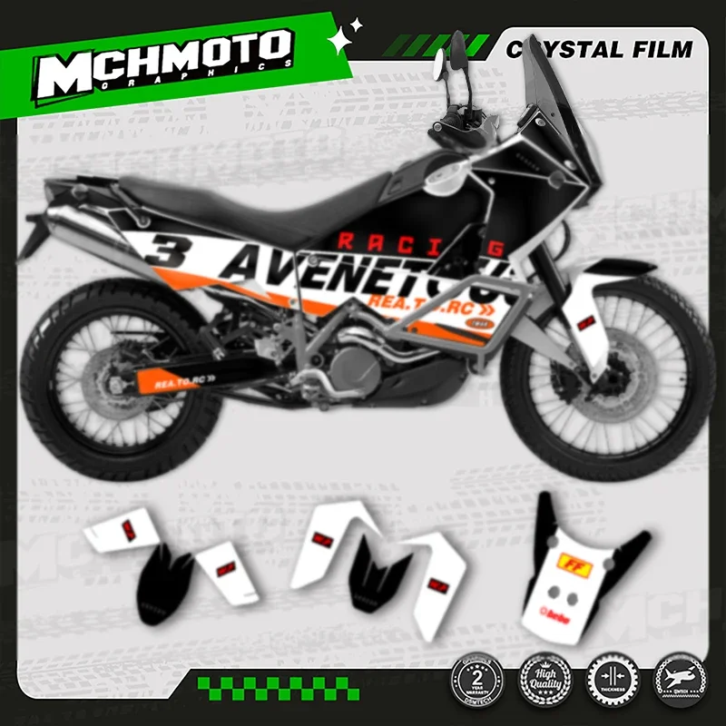 

MCHMFG Full Set Graphics Background Decals Stickers Kit for KTM ADV990 R S 2003-2016 Number Name Custom