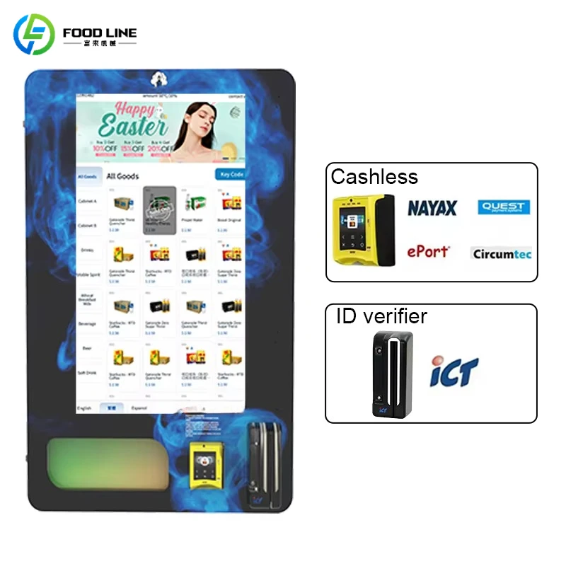 Customized High Security Age Verification Vending Machine AI Facial Scan Automatic Self Service Selling Machine