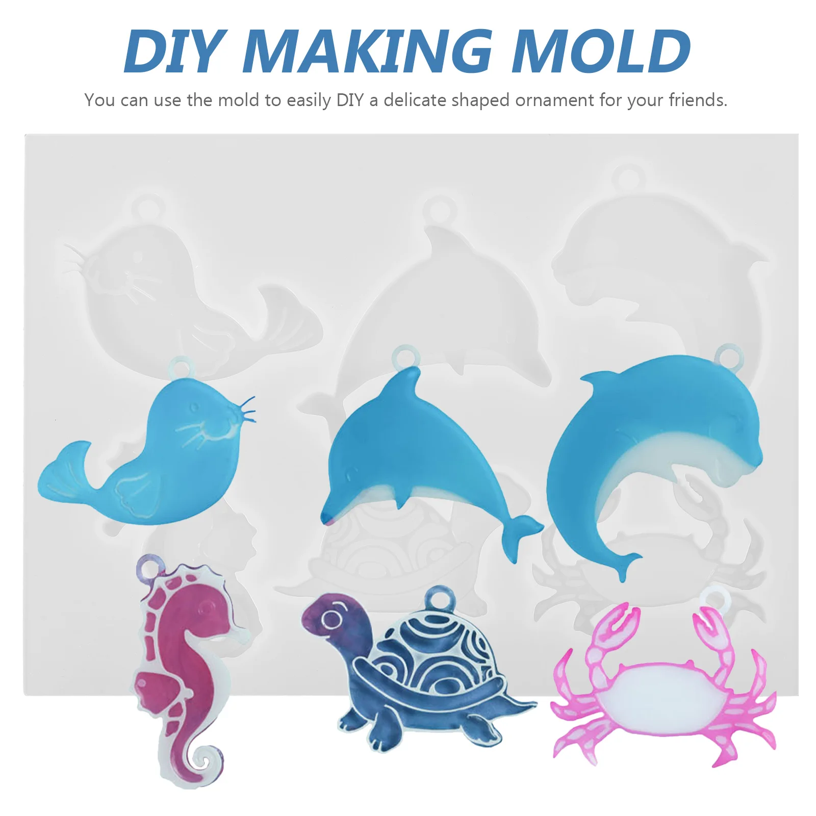 

Marine Biological Mould Keychain Charm Mold Pendants Resin Keyring Portable Epoxy Silicone Silica Gel