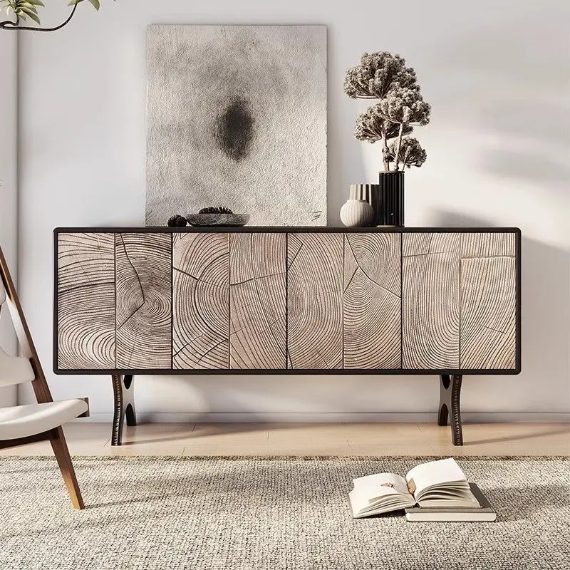 Modern minimalist medieval style living room creative retro style art solid wood, entry-level entrance cabinet light luxury dini