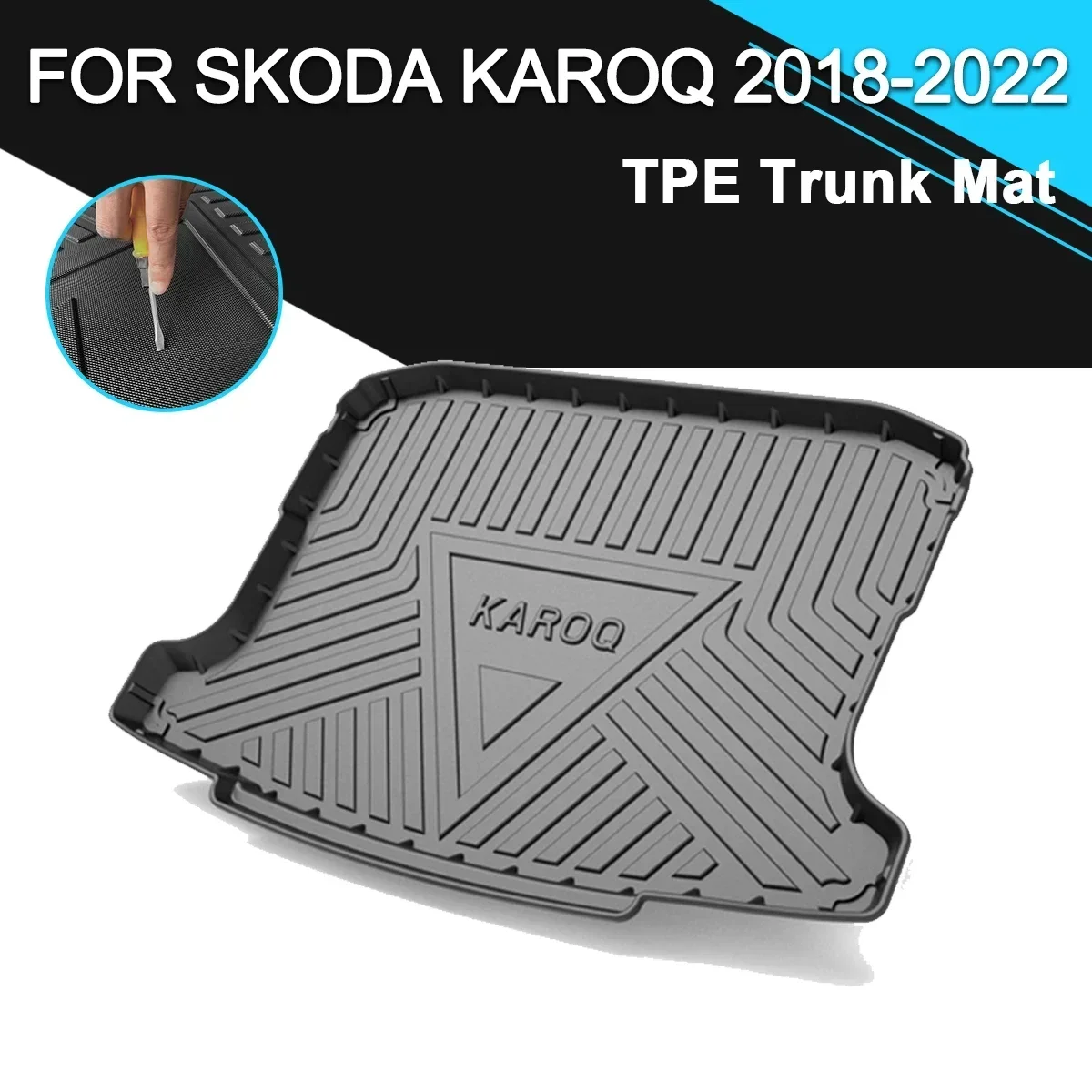 

Car Rear Trunk Cover Mat Rubber TPE Waterproof Non-Slip Cargo Liner Accessories For Skoda Karoq 2018-2022