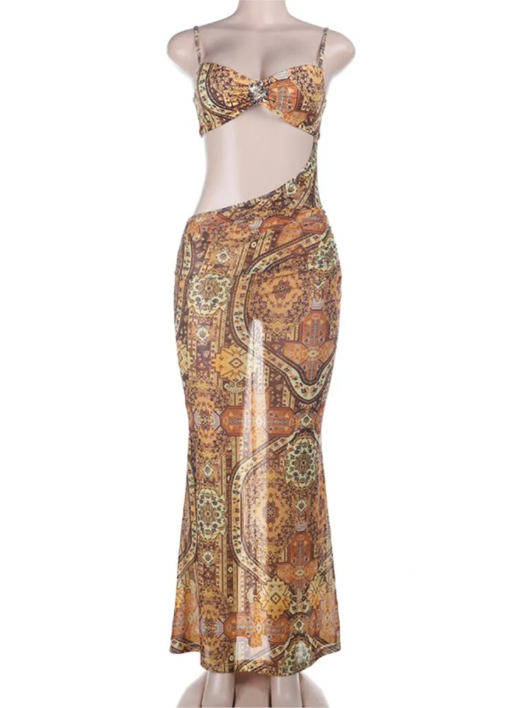 

Summer Cover Ups Women Swimsuit Spaghetti Strap Sleeveless Robes Bathing Suit 2026 New Print Beach Holiday Maxi Dresses Cover-Up