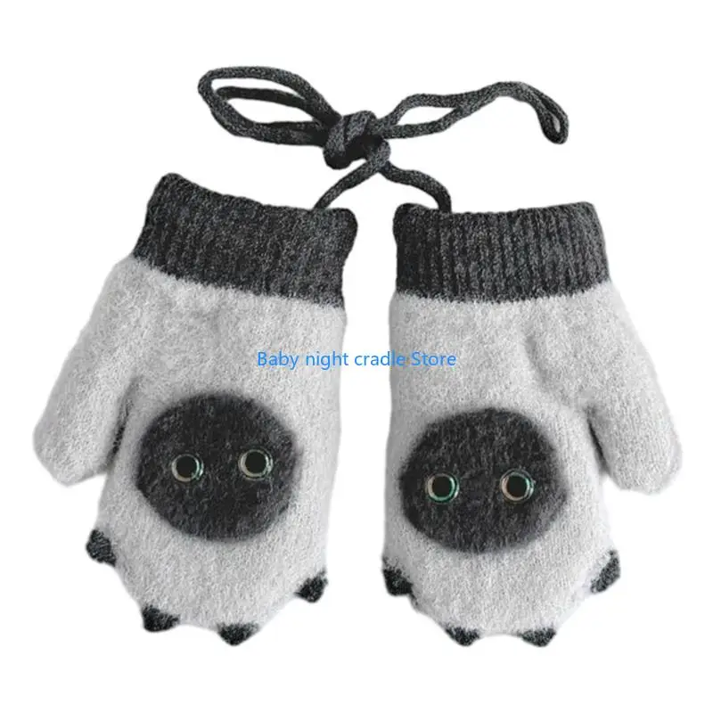 J2FF Adjustable Neck Strap Mittens Toddler Fingerless Gloves Fashionable & Warm Child Gloves Breathable & Windproof Gloves