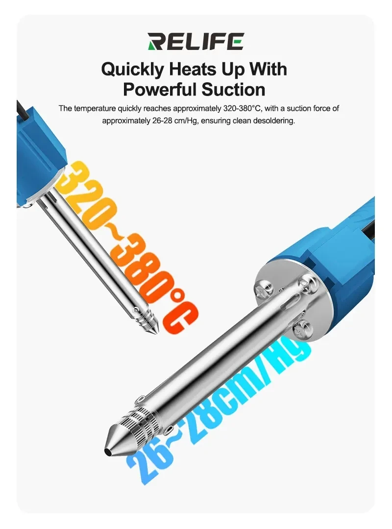 RELIFE TO5 Electric Desoldering Pump 30W 320-380°C Solder Sucker Gun with Automatic Rebound for Phones Motherboard PCB Repair